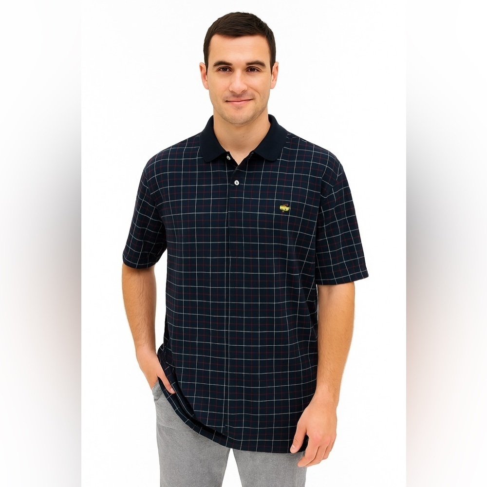 Amen Corner Authentic Masters Golf Polo - Size XL - 100% Cotton - Plaid